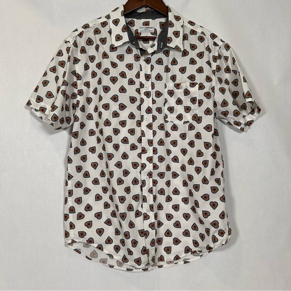 Eighth Avenue Rainbow Hearts Button Down Short Sleeve Shirt - Picture 1 of 11
